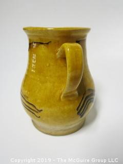 Replica of 1770 Semple Family Ceramic Pottery Pitcher; curated by Colonial Williamsburg; 6 3/8" tall