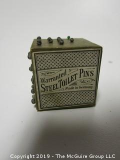 Pin Cube; Warranted Steel Toilet Pins; Made in Germany by H.F. Neuss; 2 1/8" cube