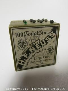 Pin Cube; Warranted Steel Toilet Pins; Made in Germany by H.F. Neuss; 2 1/8" cube