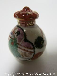 Japanese Hand Painted Ceramic Salt Shaker; 2 1/2" tall