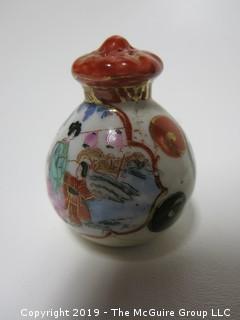 Japanese Hand Painted Ceramic Salt Shaker; 2 1/2" tall