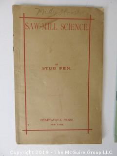 Collection of vintage pamphlets including locomotive engines, Saw Mill Science, Folding Furniture and Concrete Streets