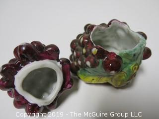 Grape Cluster Ceramic Jar, marked "Tiffany and Co., private stock, hand painted, made in France"; 4 1/4" tall