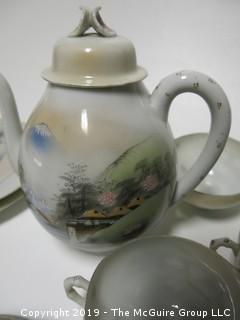 Japanese Porcelain including teapot, 3 plates, 9 cups and 1 soup bowl