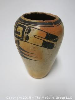 Early Ceramic Vase with traditional handpainted design; possibly Navajo; 6 3/4" tall