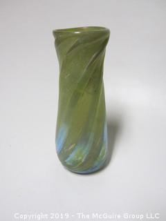 Hand Blown Artglass Two-Toned Vase; 10 1/4" tall