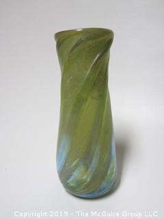 Hand Blown Artglass Two-Toned Vase; 10 1/4" tall