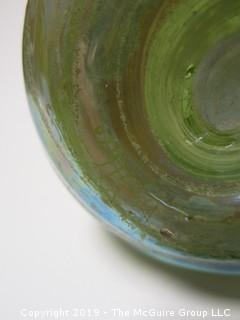 Hand Blown Artglass Two-Toned Vase; 10 1/4" tall