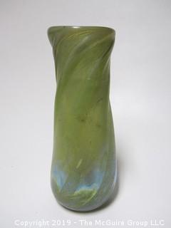 Hand Blown Artglass Two-Toned Vase; 10 1/4" tall