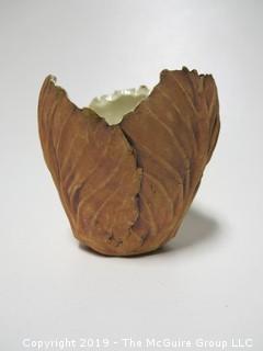 Leaf Form Ceramic Vase; marked and dated on base; 4 3/4" wide at rim; 4" tall