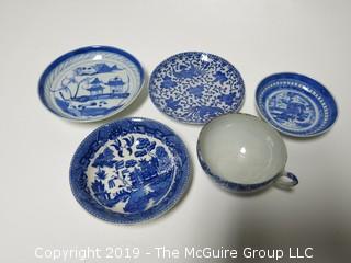 Collection of blue and white ceramics 