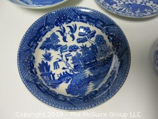 Collection of blue and white ceramics 