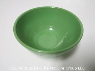 2 nesting M-C ceramic mixing bowls; kelly green; largest is 7 3/4 wide at rim