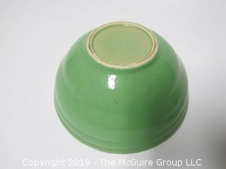 2 nesting M-C ceramic mixing bowls; kelly green; largest is 7 3/4 wide at rim