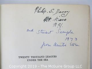 Book Title: "Twenty Thousand Leagues Under The Sea" by Jules Verne; pub by Charles Scribner'sSons; 1932 {Note: signed Philip S. Barry, Mt. Kisco, NY.}  