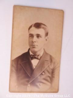 2 3/8 x 4" Photo Cabinet Card: Portrait of a Young Man in Double Breasted Jacket