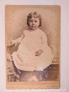 4 x 6" Photo Cabinet Card: Portrait of a Young Girl 