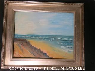 "Oceanfront"; signed "MG" lower right; acrylic on canvas; framed; 14 x 18" 