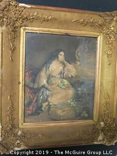 Early Victorian Art in Gold Gilt Prism Frame; outside dimensions; 15 1/2 x 17 1/2"