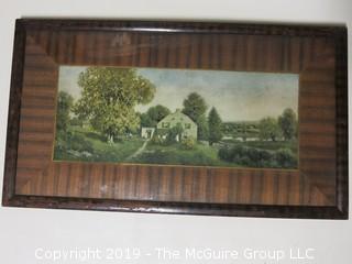 New England Landscape framed print under glass; Milton H. Lowell (1848-1927); 15 1/2 x 27 1/2"