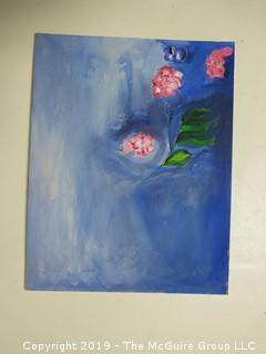 "Flowers on Water"; artists board; unsigned; 11 x 14"