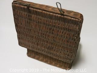 1930's English natural wicker picnic basket with fitted interior