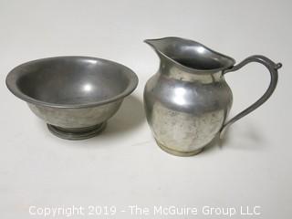 Flagg and Homan Pewter Pitcher and Bowl