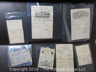 Collection of Ephemera including illustrated European receipts 