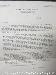 Memorandum to employees of the Chas. H. Tompkins Construction Engineering Co. on whereabouts of former employees serving in WW II.