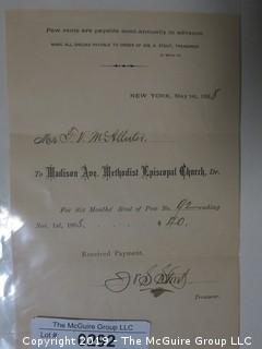 1888 Pew Rent; Madison Ave. Methodist Church, NY