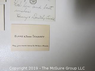 Collection of family calling cards as well as 1873 wedding invite