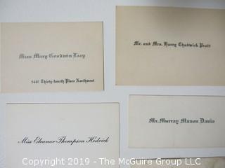 Collection of family calling cards as well as 1873 wedding invite