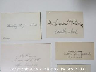 Collection of family calling cards as well as 1873 wedding invite