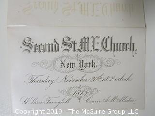 Collection of family calling cards as well as 1873 wedding invite