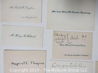 Collection of family calling cards as well as 1873 wedding invite