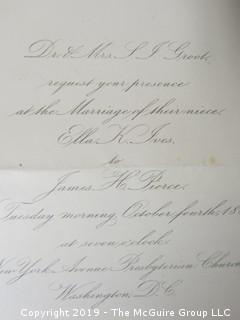 Collection of family calling cards as well as 1873 wedding invite