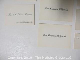 Collection of family calling cards as well as 1873 wedding invite