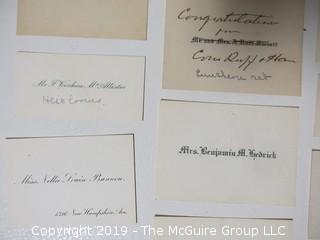 Collection of family calling cards as well as 1873 wedding invite