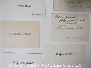 Collection of family calling cards as well as 1873 wedding invite