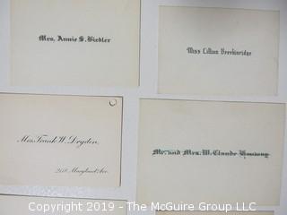 Collection of family calling cards as well as 1873 wedding invite