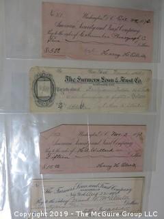 4 checks from the 19th century, including 1885