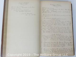 "National Institute For The Promotion of Science; 1840"; leather bound ledger. This is an important historical, scientific and cultural artifact.  Every page and piece of paper has been photographed. The National Institute was the initial repository for collections of artifacts brought to the U.S. by the United States Exploring Expedition of 1838, as well as various other objects accumulated by the government, such as items owned by early American politicians, patent models, and natural objects.  There is an entry on page 25 that records the transfer of a desk used by George Washington to the Institute, as Directed by the President of the United States, with a signature of Z. Taylor. 
The signature has not been authenticated, but it does appear to be in a hand other than the recording secretary. Such artifacts were the precursor to the Smithsonian Institution collection. (142 photos) {Description Altered: Feb. 18; 7:42pm ET; 2019}  