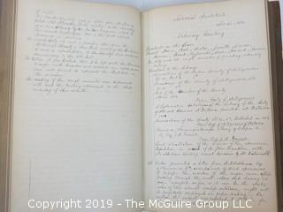"National Institute For The Promotion of Science; 1840"; leather bound ledger. This is an important historical, scientific and cultural artifact.  Every page and piece of paper has been photographed. The National Institute was the initial repository for collections of artifacts brought to the U.S. by the United States Exploring Expedition of 1838, as well as various other objects accumulated by the government, such as items owned by early American politicians, patent models, and natural objects.  There is an entry on page 25 that records the transfer of a desk used by George Washington to the Institute, as Directed by the President of the United States, with a signature of Z. Taylor. 
The signature has not been authenticated, but it does appear to be in a hand other than the recording secretary. Such artifacts were the precursor to the Smithsonian Institution collection. (142 photos) {Description Altered: Feb. 18; 7:42pm ET; 2019}  