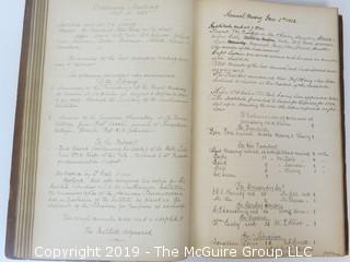 "National Institute For The Promotion of Science; 1840"; leather bound ledger. This is an important historical, scientific and cultural artifact.  Every page and piece of paper has been photographed. The National Institute was the initial repository for collections of artifacts brought to the U.S. by the United States Exploring Expedition of 1838, as well as various other objects accumulated by the government, such as items owned by early American politicians, patent models, and natural objects.  There is an entry on page 25 that records the transfer of a desk used by George Washington to the Institute, as Directed by the President of the United States, with a signature of Z. Taylor. 
The signature has not been authenticated, but it does appear to be in a hand other than the recording secretary. Such artifacts were the precursor to the Smithsonian Institution collection. (142 photos) {Description Altered: Feb. 18; 7:42pm ET; 2019}  