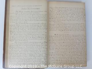 "National Institute For The Promotion of Science; 1840"; leather bound ledger. This is an important historical, scientific and cultural artifact.  Every page and piece of paper has been photographed. The National Institute was the initial repository for collections of artifacts brought to the U.S. by the United States Exploring Expedition of 1838, as well as various other objects accumulated by the government, such as items owned by early American politicians, patent models, and natural objects.  There is an entry on page 25 that records the transfer of a desk used by George Washington to the Institute, as Directed by the President of the United States, with a signature of Z. Taylor. 
The signature has not been authenticated, but it does appear to be in a hand other than the recording secretary. Such artifacts were the precursor to the Smithsonian Institution collection. (142 photos) {Description Altered: Feb. 18; 7:42pm ET; 2019}  