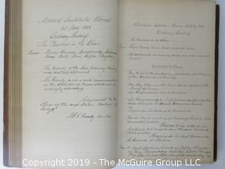 "National Institute For The Promotion of Science; 1840"; leather bound ledger. This is an important historical, scientific and cultural artifact.  Every page and piece of paper has been photographed. The National Institute was the initial repository for collections of artifacts brought to the U.S. by the United States Exploring Expedition of 1838, as well as various other objects accumulated by the government, such as items owned by early American politicians, patent models, and natural objects.  There is an entry on page 25 that records the transfer of a desk used by George Washington to the Institute, as Directed by the President of the United States, with a signature of Z. Taylor. 
The signature has not been authenticated, but it does appear to be in a hand other than the recording secretary. Such artifacts were the precursor to the Smithsonian Institution collection. (142 photos) {Description Altered: Feb. 18; 7:42pm ET; 2019}  