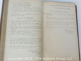 "National Institute For The Promotion of Science; 1840"; leather bound ledger. This is an important historical, scientific and cultural artifact.  Every page and piece of paper has been photographed. The National Institute was the initial repository for collections of artifacts brought to the U.S. by the United States Exploring Expedition of 1838, as well as various other objects accumulated by the government, such as items owned by early American politicians, patent models, and natural objects.  There is an entry on page 25 that records the transfer of a desk used by George Washington to the Institute, as Directed by the President of the United States, with a signature of Z. Taylor. 
The signature has not been authenticated, but it does appear to be in a hand other than the recording secretary. Such artifacts were the precursor to the Smithsonian Institution collection. (142 photos) {Description Altered: Feb. 18; 7:42pm ET; 2019}  