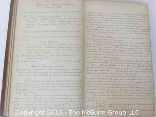 "National Institute For The Promotion of Science; 1840"; leather bound ledger. This is an important historical, scientific and cultural artifact.  Every page and piece of paper has been photographed. The National Institute was the initial repository for collections of artifacts brought to the U.S. by the United States Exploring Expedition of 1838, as well as various other objects accumulated by the government, such as items owned by early American politicians, patent models, and natural objects.  There is an entry on page 25 that records the transfer of a desk used by George Washington to the Institute, as Directed by the President of the United States, with a signature of Z. Taylor. 
The signature has not been authenticated, but it does appear to be in a hand other than the recording secretary. Such artifacts were the precursor to the Smithsonian Institution collection. (142 photos) {Description Altered: Feb. 18; 7:42pm ET; 2019}  