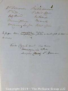 "National Institute For The Promotion of Science; 1840"; leather bound ledger. This is an important historical, scientific and cultural artifact.  Every page and piece of paper has been photographed. The National Institute was the initial repository for collections of artifacts brought to the U.S. by the United States Exploring Expedition of 1838, as well as various other objects accumulated by the government, such as items owned by early American politicians, patent models, and natural objects.  There is an entry on page 25 that records the transfer of a desk used by George Washington to the Institute, as Directed by the President of the United States, with a signature of Z. Taylor. 
The signature has not been authenticated, but it does appear to be in a hand other than the recording secretary. Such artifacts were the precursor to the Smithsonian Institution collection. (142 photos) {Description Altered: Feb. 18; 7:42pm ET; 2019}  