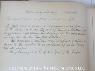"National Institute For The Promotion of Science; 1840"; leather bound ledger. This is an important historical, scientific and cultural artifact.  Every page and piece of paper has been photographed. The National Institute was the initial repository for collections of artifacts brought to the U.S. by the United States Exploring Expedition of 1838, as well as various other objects accumulated by the government, such as items owned by early American politicians, patent models, and natural objects.  There is an entry on page 25 that records the transfer of a desk used by George Washington to the Institute, as Directed by the President of the United States, with a signature of Z. Taylor. 
The signature has not been authenticated, but it does appear to be in a hand other than the recording secretary. Such artifacts were the precursor to the Smithsonian Institution collection. (142 photos) {Description Altered: Feb. 18; 7:42pm ET; 2019}  